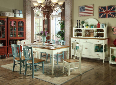 Designer dining room furniture 8-piece set table chairs dresser sideboard group suite