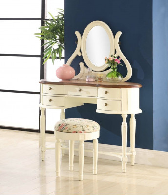 Classic Vanity Table Mirror Luxury Console Stool Make up Table Country House New