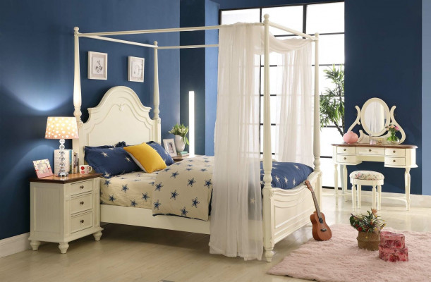 Canopy Bed 3-piece Set Bedroom Beds 3-piece Set Country Furniture Nightstand