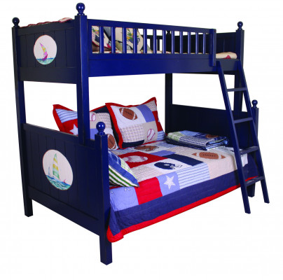 Classic children's bed, bunk bed, blue loft bed, play bed, children's bed, bunk bed.