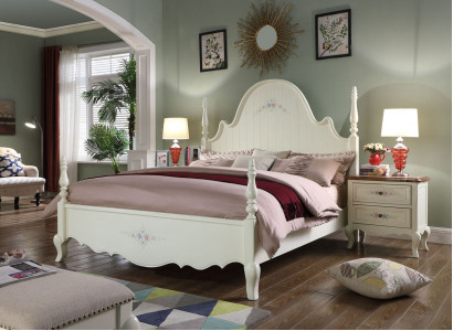 Class bedroom set 3-piece bed double bed beds 2x bedside table wood 3-piece. New