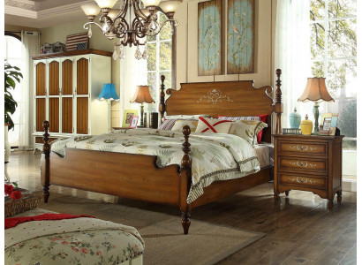 Design bedroom 3-piece bed 2x nightstand American luxury bed set furniture