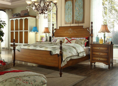 Design bedroom 3-piece bed 2x nightstand American luxury bed set furniture