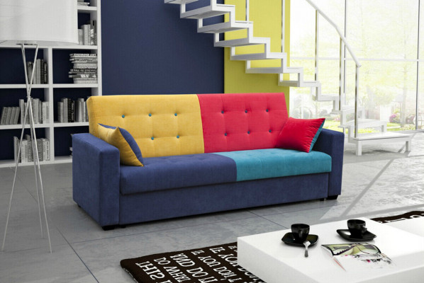 Sofa bed fabric sofa couch textile upholstery set bed function 3 seats new