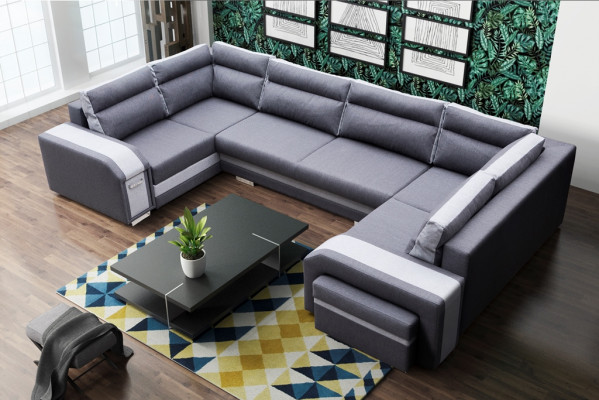 XXL living landscape corner sofa couch upholstery set corner designer U-shape new