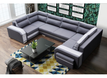 XXL living landscape corner sofa couch upholstery set corner designer U-shape new