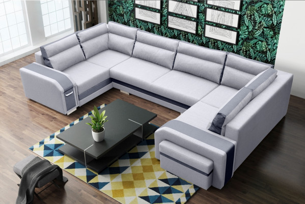 XXL living landscape corner sofa couch upholstery set corner designer U-shape new