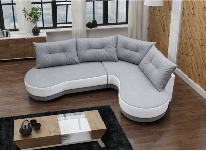 Upholstered sofa, lounge sofa, couch seating group, living room with cushions, L-shaped sofa