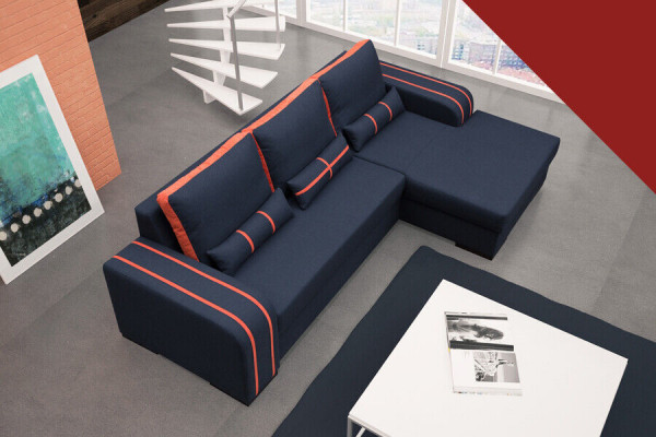 Sofa bed with bed function, bed box - Corner sofa couch, NEW design