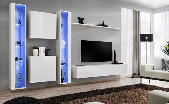 Designer modern wall unit luxury shelves complete wall cabinet living room furniture