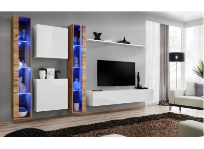 White TV stand, wall unit, wall cabinet, design living room furniture, luxury sideboard
