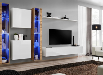 White TV stand, wall unit, wall cabinet, design living room furniture, luxury sideboard