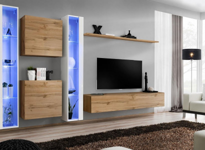 Living room furniture wall cabinet TV stand brown sideboard complete set