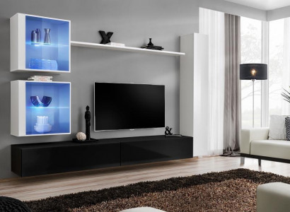 Wall unit set white wall cabinet complete TV stand wall shelf living room furniture