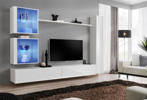 White Living Wall Luxury Wall Cabinet Complete Sideboard TV Stand Modern Design