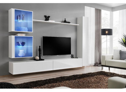 White Living Wall Luxury Wall Cabinet Complete Sideboard TV Stand Modern Design