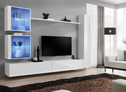 White Living Wall Luxury Wall Cabinet Complete Sideboard TV Stand Modern Design