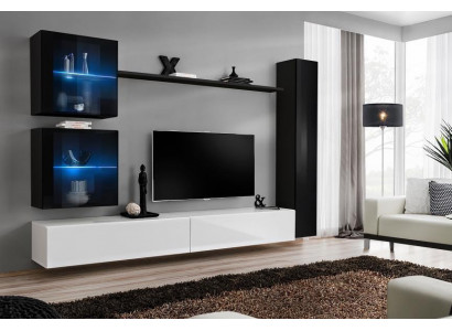 Living Room Wall Unit Set 6-piece Luxury Furniture Living Room Designer TV Stand Wall Cabinet