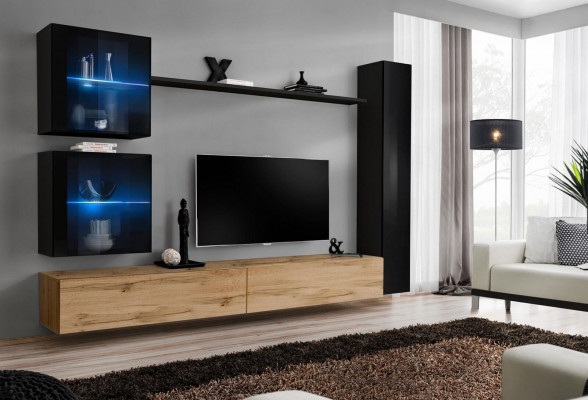 Luxury Black 3x Wall Cabinet Living Room TV Stand Modern Design Set 6pcs New