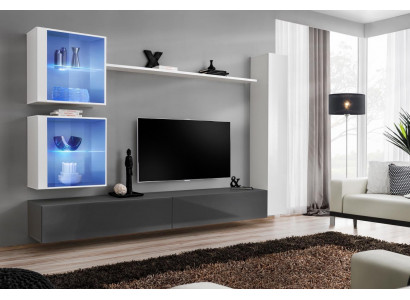 White living room wall unit set TV stand designer furniture wall cabinet sideboard