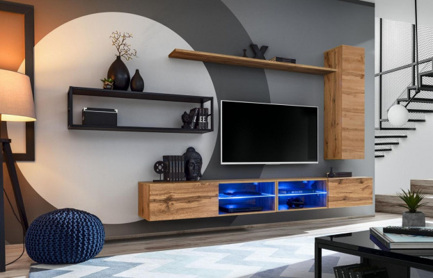Brown Luxury New Living Room Wall Unit Set Living Room Furniture Wall Cabinet Wall Shelf