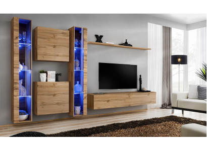 Brown Living Wall Modern Hanging Display Cabinet Hanging Cabinet Luxury Furnishing Wall Set