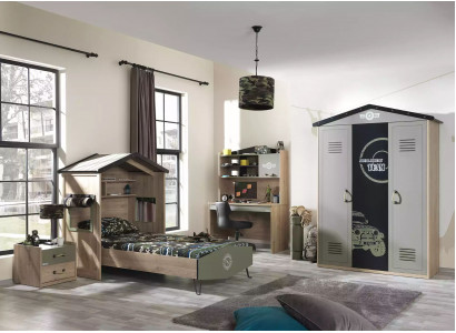 Children's Furniture Luxury Children's Room Set Bed Green Bed Frame 5-piece Wood