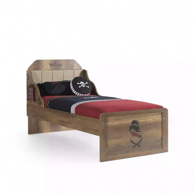 Children's Room Set Pirate Bed Frame Youth Bed Wood Brown 5-piece Set