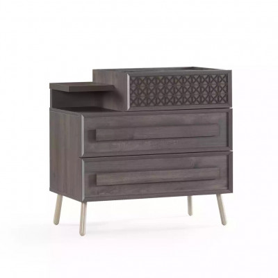 Children's room set, youth bed, children's furniture, wooden bed, gray, 5-piece set