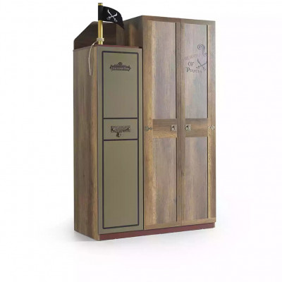 Children's room pirate bed ship wardrobe table double beds 5-piece set