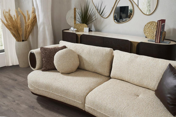 White living room sofa set 2x side tables 2x stools luxury couches