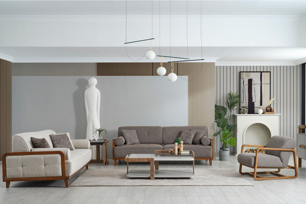 Living room upholstered couch set designer armchair side table furniture