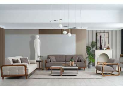 Living room upholstered couch set designer armchair side table furniture