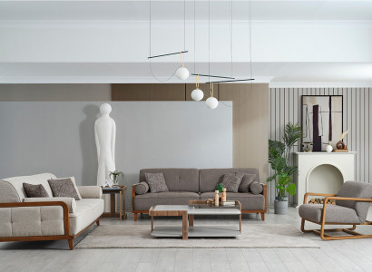 Living room upholstered couch set designer armchair side table furniture