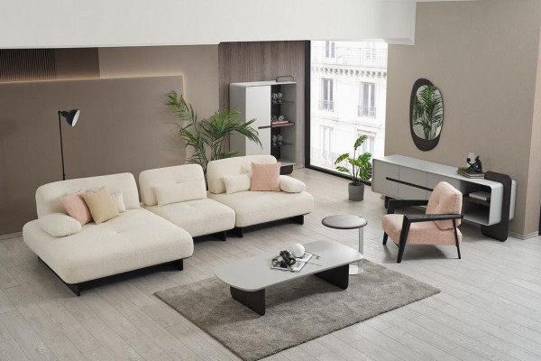 Modern living landscape corner sofa coffee table side table armchair 4-piece set