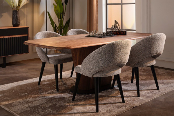 Dining area furniture designer dining table wooden dresser 4x chairs sideboard 7-piece set