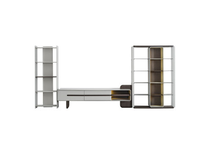White living room wall unit wood RTV designer wall shelves living room lowboard 3-piece set
