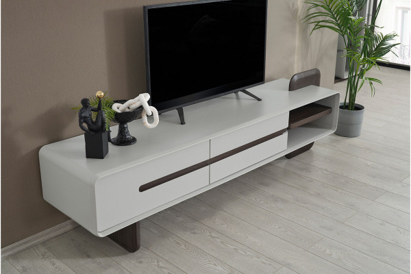White living room wall unit wood RTV designer wall shelves living room lowboard 3-piece set
