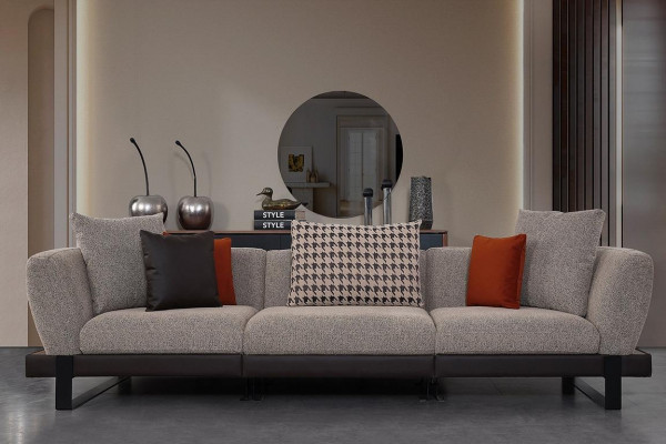 Gray upholstered sofa, living room couch, luxurious living room sofas, new