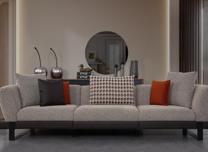 Gray upholstered sofa, living room couch, luxurious living room sofas, new