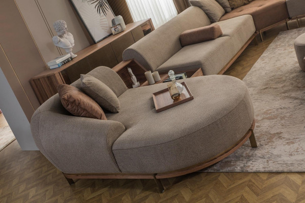 Modern beige corner sofa U-shape living landscape living room luxury sofas