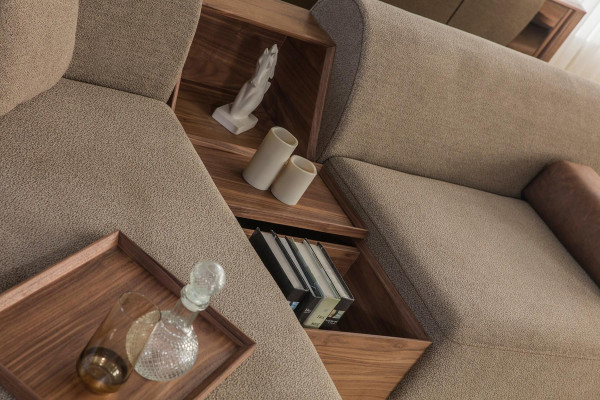Modern beige corner sofa U-shape living landscape living room luxury sofas