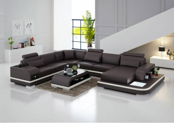 Leather sofa couch living landscape corner sofa corner suite design modern sofa +USB new
