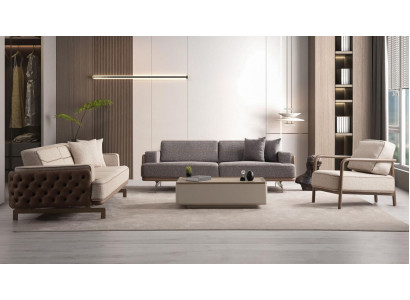 Modern Helle Sofa Set 3+3+1 Designer Living Room Set 3-Piece