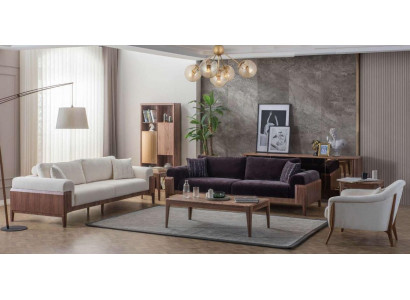 Multicolored sofa set designer white three-seater luxury upholstered armchair