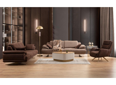 Brown living room sofas designer 3+3+1 seater suite single seater 3-piece set