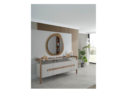 White-Brown Dresser Designer Sideboard Luxury Dining Room Wooden Furniture 2-piece