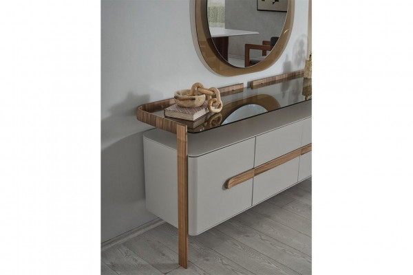 White-Brown Dresser Designer Sideboard Luxury Dining Room Wooden Furniture 2-piece