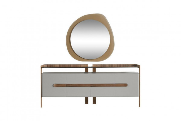 White-Brown Dresser Designer Sideboard Luxury Dining Room Wooden Furniture 2-piece