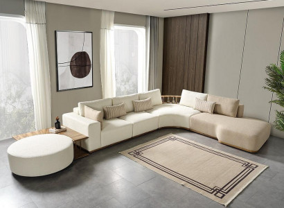White corner sofa modern living room furniture designer couch textile sofa 2-piece